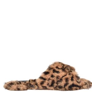Nine West Cozy Flache Badelatschen Sandalen Damen Beige Leopard | OCGHDJ-398