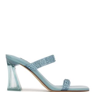 Nine West Darla Absatz Badelatschen Sandalen Damen Blau | RMQNPC-107