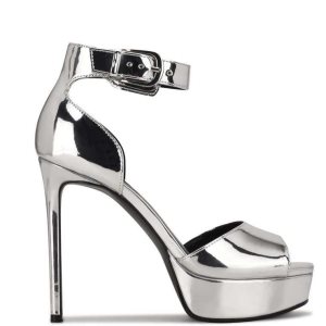 Nine West Debby Plattform Sandalen Damen Silber | WMJHBN-896