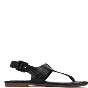 Nine West Define Tanga Sandals Flache Schuhe Damen Schwarz | VIOATL-438