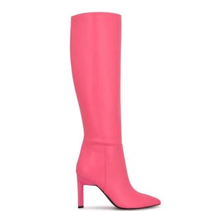 Nine West Eardy Absatz Stiefel Damen Rosa | JQXRVE-560