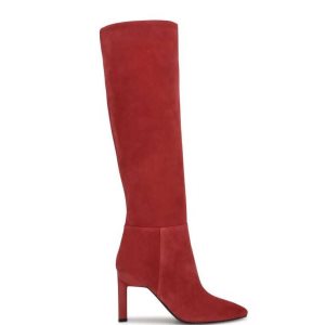 Nine West Eardy Absatz Stiefel Damen Rot | XWODVK-184