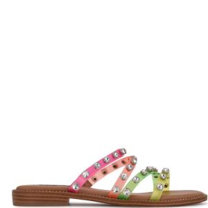 Nine West Evan Flache Badelatschen Sandalen Damen Beige Rosa Mehrfarbig | PTAKWI-271