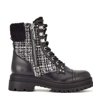 Nine West Pike Combat Lug Sole Stiefel Damen Schwarz | BEKJYX-572