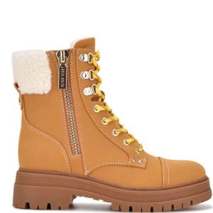 Nine West Pike Combat Lug Sole Stiefel Damen Beige | HTNMYB-864
