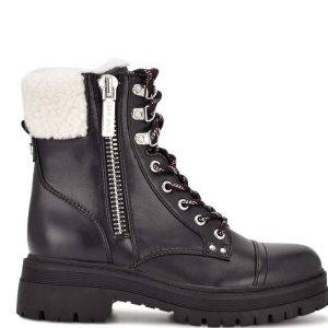 Nine West Pike Combat Lug Sole Stiefel Damen Schwarz | RIJGKY-568