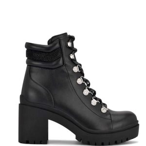 Nine West Qwork Lug Sole Stiefel Damen Schwarz | OUQAKW-423