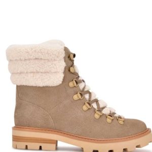 Nine West Rima Combat Lug Sole Stiefel Damen Hellbeige | CBZEYP-054