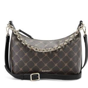 Nine West Ronnie Top Zip Shoulder crossbody taschen Damen Braun Schwarz | JDXTGA-710