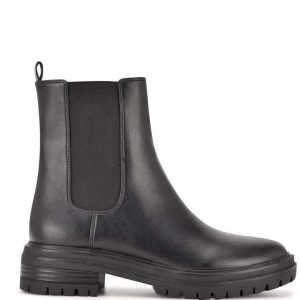 Nine West Saleema Chelsea Lug Sole Stiefel Damen Schwarz | IPXCYW-189