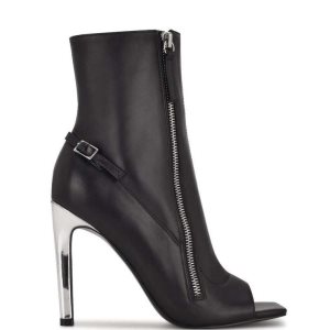 Nine West Sohot Peep Kappe Stiefel Damen Schwarz | ODSXCN-854