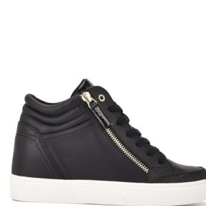 Nine West Tons High Top Hidden Wedge Sneakers Damen Schwarz | AFOLGD-264