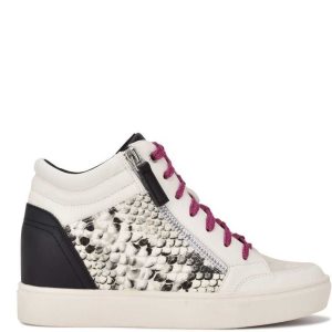 Nine West Tons High Top Hidden Wedge Sneakers Damen Weiß Schlangenoptik | AWJUEC-234