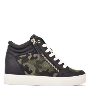 Nine West Tons High Top Hidden Wedge Sneakers Damen Schwarz Metal Camouflage | DAUWHS-186