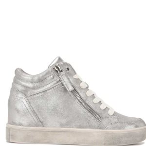 Nine West Tons High Top Hidden Wedge Sneakers Damen Silber | IYUWZS-198