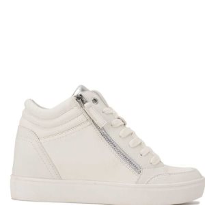 Nine West Tons High Top Hidden Wedge Sneakers Damen Weiß Silber | MIWNQP-964