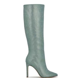 Nine West Tysh Rhinestone Kleider Stiefel Damen Hellgrün | DKFTJR-179