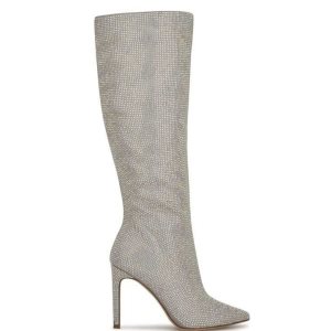 Nine West Tysh Rhinestone Kleider Stiefel Damen Silber | SVZTWL-057