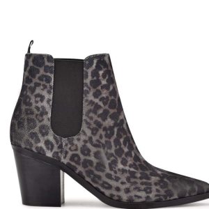 Nine West Wyllis Block Heel Stiefel Damen Grau Leopard | DXIMVP-953